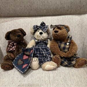 Boyds Bears Quilt Patch Collection Plush Camomile Jointed Tag + 2 Random Bears